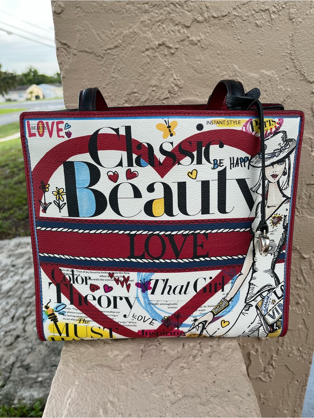 Brighton Classic Beauty Love Print Tote - Red, White, Black, Yellow